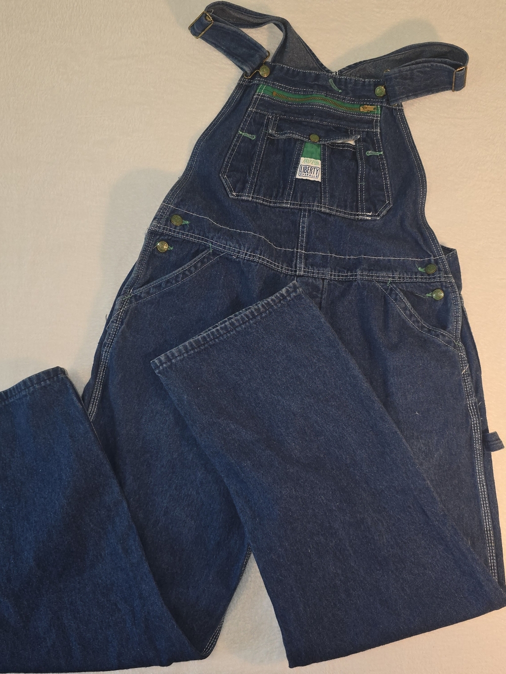 Bib Overalls - Mens Liberty Denim 36x30 Blue Dark Wash Work Wear Carpenter